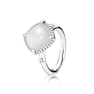 Pandora White Quartzite, Silver Ring